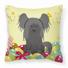 Chinese Crested - Black Easter Eggs Design Dog Art Fabric Decorative Pillow