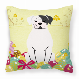 Boxer - White Easter Eggs Design Dog Art Fabric Decorative Pillow