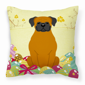 Boxer - Fawn Easter Eggs Design Dog Art Fabric Decorative Pillow