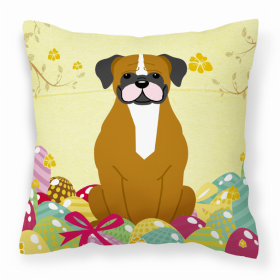 Boxer - Flashy Fawn Easter Eggs Design Dog Art Fabric Decorative Pillow