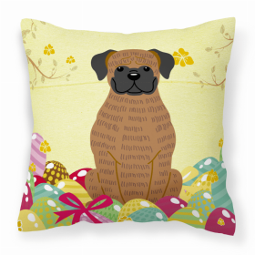 Boxer - Brindle Easter Eggs Design Dog Art Fabric Decorative Pillow