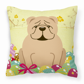 Bulldog - Fawn Easter Eggs Design Dog Art Fabric Decorative Pillow