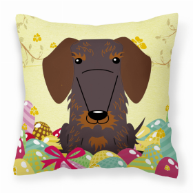 Dachshund - Wire - Chocolate Easter Eggs Design Dog Art Fabric Decorative Pillow