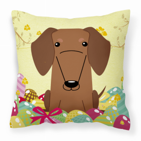 Dachshund - Red Easter Eggs Design Dog Art Fabric Decorative Pillow