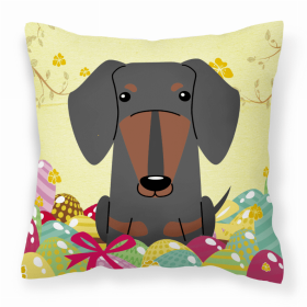 Dachshund - Black and Tan Easter Eggs Design Dog Art Fabric Decorative Pillow