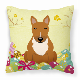 Bull Terrier - Red Easter Eggs Design Dog Art Fabric Decorative Pillow