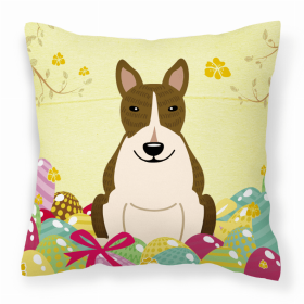 Bull Terrier - Dark Brindle Easter Eggs Design Dog Art Fabric Decorative Pillow