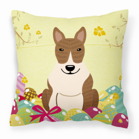 Bull Terrier - Brindle Easter Eggs Design Dog Art Fabric Decorative Pillow