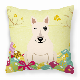 Bull Terrier - White Easter Eggs Design Dog Art Fabric Decorative Pillow