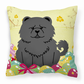 Chow Chow - Black Easter Eggs Design Dog Art Fabric Decorative Pillow