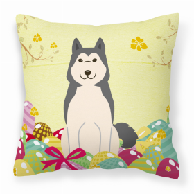 West Siberian Laika Spitz Easter Eggs With Dog Fabric Decorative Pillow