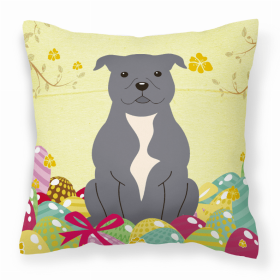 Staffordshire Bull Terrier - Blue Easter Eggs With Dog Fabric Decorative Pillow