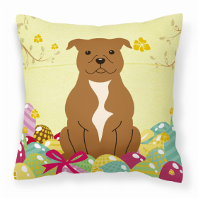 Staffordshire Bull Terrier - Brown Easter Eggs With Dog Fabric Decorative Pillow