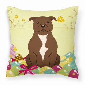 Staffordshire Bull Terrier - Chocolate Easter Eggs With Dog Fabric Decorative Pillow