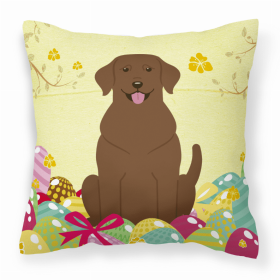 Labrador Retriever - Chocolate Easter Eggs With Dog Fabric Decorative Pillow