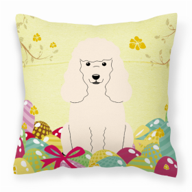 Poodle - White Easter Eggs With Dog Fabric Decorative Pillow