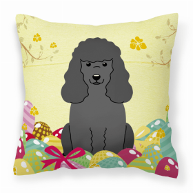 Poodle - Black Easter Eggs With Dog Fabric Decorative Pillow