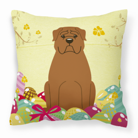 Dogue de Bourdeaux Easter Eggs With Dog Fabric Decorative Pillow