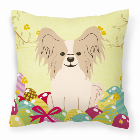 Papillon - Sable and White Easter Eggs With Dog Fabric Decorative Pillow