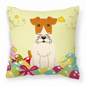 Fox Terrier - Wire Easter Eggs With Dog Fabric Decorative Pillow