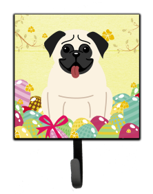 Pug - Cream - Easter Eggs Themed Art Leash or Key Holder