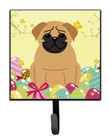 Pug - Brown - Easter Eggs Themed Art Leash or Key Holder