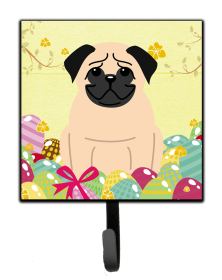 Pug - Fawn - Easter Eggs Themed Art Leash or Key Holder