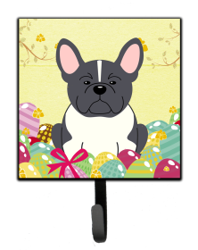 French Bulldog - Black and White - Easter Eggs Themed Art Leash or Key Holder