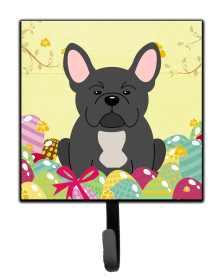 French Bulldog - Black - Easter Eggs Themed Art Leash or Key Holder