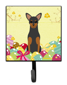 Manchester Terrier Easter Eggs Themed Art Leash or Key Holder