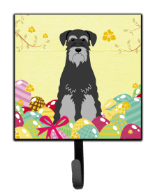 Schnauzer - Black and Grey - Easter Eggs Themed Art Leash or Key Holder