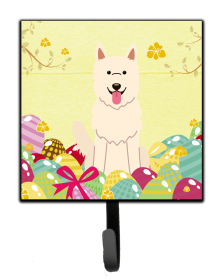 German Shepherd - White - Easter Eggs Themed Art Leash or Key Holder