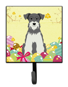 Miniature Schnauzer - Salt and Pepper - Easter Eggs Themed Art Leash or Key Holder