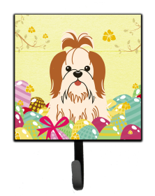 Shih Tzu - Red and White - Easter Eggs Themed Art Leash or Key Holder