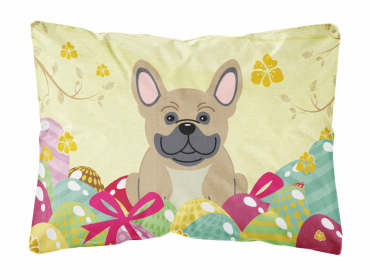 French Bulldog - Cream Easter Eggs Dog Art Canvas Fabric Decorative Pillow