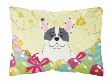 French Bulldog - Piebald Easter Eggs Dog Art Canvas Fabric Decorative Pillow