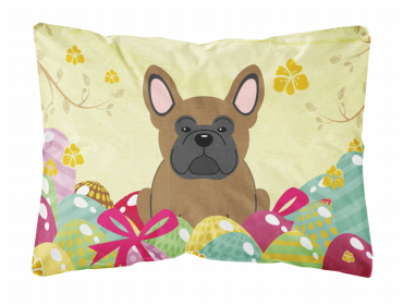 French Bulldog - Brown Easter Eggs Dog Art Canvas Fabric Decorative Pillow