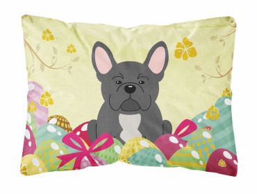 French Bulldog - Black Easter Eggs Dog Art Canvas Fabric Decorative Pillow