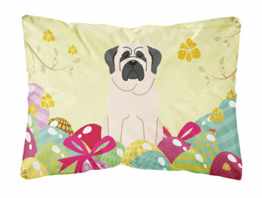 Mastiff - White Easter Eggs Dog Art Canvas Fabric Decorative Pillow