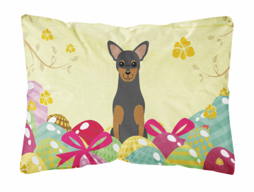 Manchester Terrier Easter Eggs Dog Art Canvas Fabric Decorative Pillow