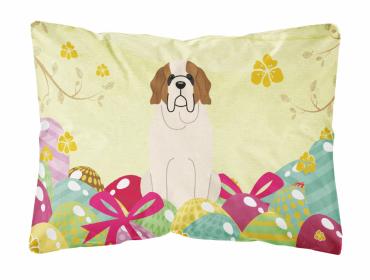 Saint Bernard Easter Eggs Dog Art Canvas Fabric Decorative Pillow