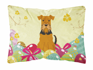 Airedale Terrier Easter Eggs Dog Art Canvas Fabric Decorative Pillow