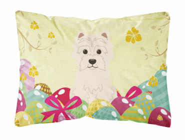 West Highland White Terrier Easter Eggs Dog Art Canvas Fabric Decorative Pillow