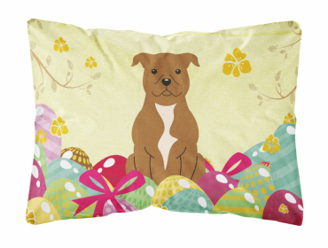 Staffordshire Bull Terrier - Brown Easter Eggs Dog Art Canvas Fabric Decorative Pillow