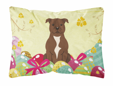 Staffordshire Bull Terrier - Chocolate Easter Eggs Dog Art Canvas Fabric Decorative Pillow