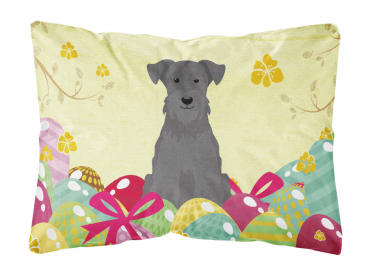 Miniature Schnauzer - Black - Easter Eggs Dog Art Canvas Fabric Decorative Pillow