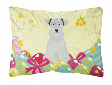 Miniature Schnauzer - White - Easter Eggs Dog Art Canvas Fabric Decorative Pillow