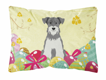 Miniature Schnauzer - Salt and Pepper - Easter Eggs Dog Art Canvas Fabric Decorative Pillow