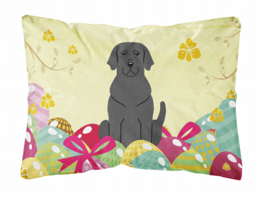 Labrador Retriever - Black Easter Eggs Dog Art Canvas Fabric Decorative Pillow