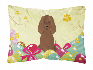 Irish Water Spaniel Easter Eggs Dog Art Canvas Fabric Decorative Pillow